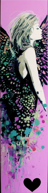 Free angel bookmark featuring an angel floating away on pink